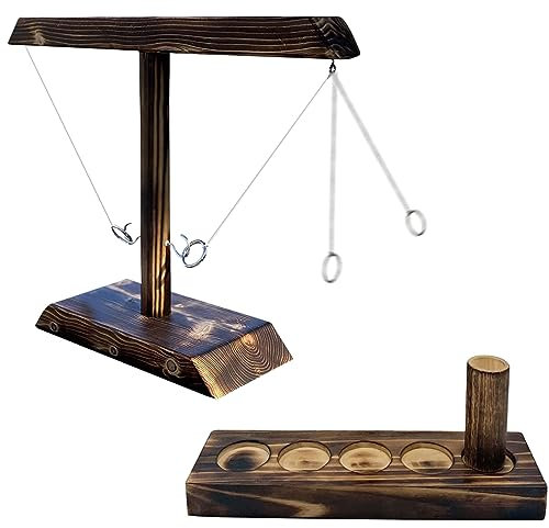 HONGECB Wooden Ring Toss Game, Toss Game Wooden Games for Adults, Hook Toss Battle Game, Hooks Ring Toss Game, Hook Ring Throwing Game, Games for Family Parties, for Adults and Children