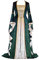 CosCool - Robe rétro médiévale pour femme - À manches trompette - Style victorien, Renaissance, gothique - Costume de carnaval, de princesse - Pour les fêtes, Halloween - Vert - Grandes tailles -