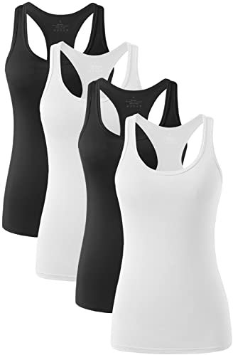 vislivin Workout Tanktops für Damen Racerback Yoga Tanks Basic Sportliche Activewear-4er Pack Schwarz/Weiß/Schwarz/Weiß XL
