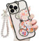 IAIYOXI Coque pour iPhone 8 Plus avec motif de fleurs et ours mignon, protecteur d'appareil photo, coque de téléphone transparente et joli bracelet chaîne, compatible avec iPhone 8 Plus pour filles et