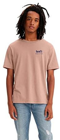 Levi's T-shirt pour homme, modèle SS Relaxed Fit Tee Strauss Art Haus Span, à manches courtes, en tissu 100 % coton, avec logo sur la poitrine, couleur rose modèle : 16143-0927, rouge, Small