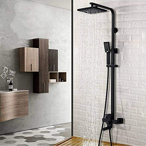 ZEDARO Brausegarnitur Badarmatur Mattschwarz Regendusche Badewannenarmatur Wandmontage Badewanne Dusche Mischbatterie Brausearmatur Brausegarnitur Mischer