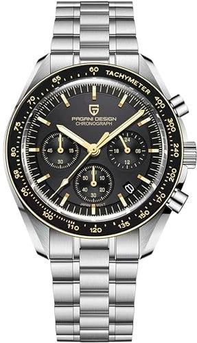 Pagani Design 1701 Herrenuhr Herren Quarzuhr, Japanisches VK63 Uhrwerk, 100 Meter wasserdicht, Saphirglas Chronograph, Luxus-Sportuhr aus Edelstahl.