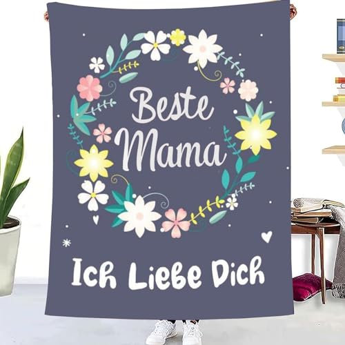 TDDKFB Personalisierte Decke für Mutter Geschenk zum Geburtstag,Geschenke für Mama,Kuscheldecke Flauschige An Meine Mama von Sohn und Tochter,Flauschige Fleecedecke130x150cm