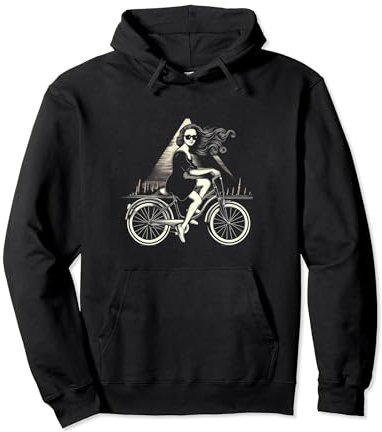 Moderne Mona Lisa auf einem Vintage-Fahrrad Pullover Hoodie