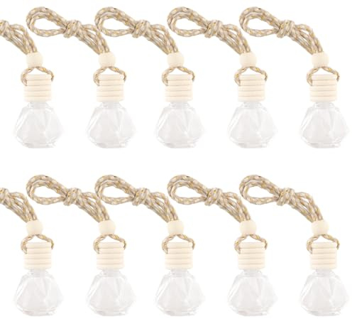 10 Piezas 8ml Botella de Perfume Colgante, Coche Mini Botella de Perfume, Ambientador de Aire para Coche Vacía,Coche para Colgar Perfume Difusor de Aceites Esenciales Decoración Accesorios,para Coche