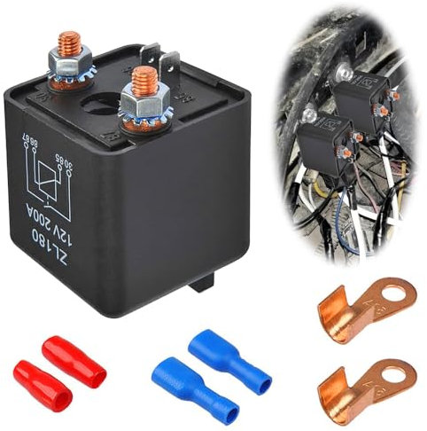 Riisoyu 4 Pin 12V 200A Hochleistungs-Batterie-Trennrelais - Auto SPDT Relais Steckdose Stecker 5 Wire für KFZ LKW Motor Fahrzeug Umschalt Auto Schalter Vorspeisen