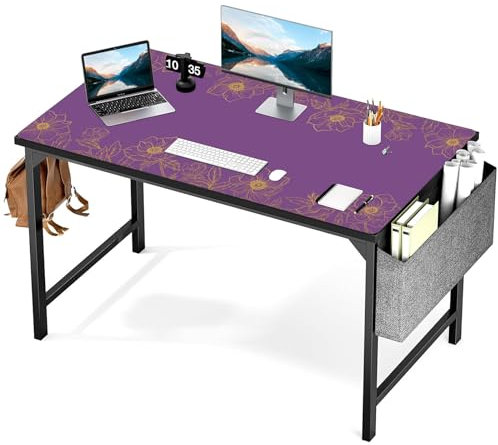 AQQA 3XL Extended Gaming Mouse Mat/Pad -Oversized Large Mouse Pad for Full Desk - Mousepad with Stitched Edges Non-Slip Rubber Base,Desk Mat for Laptop,Computer & PC, 24x48,Purple & Flowers