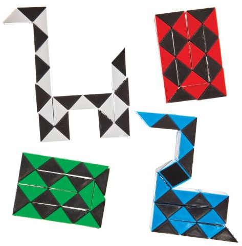 Baker Ross FN228 Schlange Puzzle Spiel - 4er-Pack, Unterhaltsames Zappelspielzeug für Kinderparty-Tüten