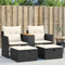 Generisch Gartensofa 2-Sitzer mit Hockern Rattanlounge 2-Sitzer Schwarz Ecklounge Outdoor Rattansofa 2-Sitzer mit Kissen Rattanmöbel Kleine Gartenmöbel 2-Sitzer Lounge Sofa Lounge