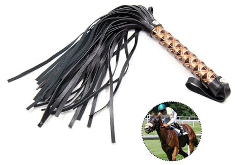 XQEUMC Frusta da Equitazione, Outdoor Sports Portatile Antiscivolo Simil Pelle Frustino Cavallo con Manico Antiscivolo Morbido e Nappa per Sport Equestri e Allenamento Cavallo (Marrone)