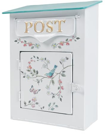 Z² BellaDecor Briefkasten Vintage Shabby Briefkasten Anthrazit Retro Postkasten Landhausstil Metall Wandbriefkasten Antik Stil Nostalgischer Garten Outdoor Deko