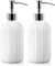2 Pack Glass Soap Dispenser Bottle with Pump, 14 Oz Refillable Liquid Hand Jar Dispenser for Bathroom, Countertop, Kitchen, Laundry Room (White)
