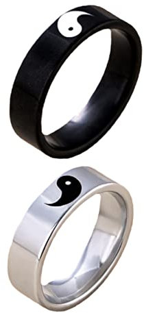 WESIEVYA 2St Yin Yang acht Diagramme Ring Versprechen Ringe Klatschzeichenring Versprechen Sie Ringe für sie edelstahlring intimacies Paarringe passende Ringe Yin-Yang-Ring Rostfreier Stahl
