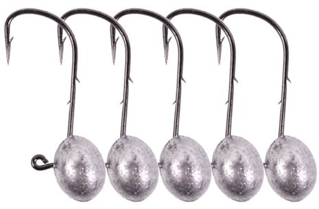 FOLANDO 5PCS Fishing Hooks Kit, jig heads Sharp Hooks for Soft Lure for Bass Trout Fishing for Freshwater Saltwater 7g/1#