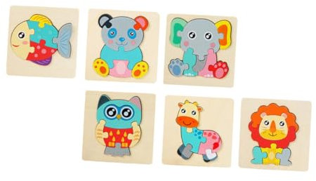 MUSISALY 6pcs 3d Puzzle Educational Toys Shape Match Toys Lion Jigsaw Puzzles Pegged Puzzles Animal Jigsaw Puzzles Puzzles Toys Children's Toys Puzzle Wooden