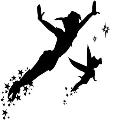Peter Pan Wandtattoo Niedlichen Cartoon Wandaufkleber Für Kinderzimmer Kinder Baby Schlafzimmer Vinyl Aufkleber Dekor Träume Kinder Wandbild-S-42x47cm-Black