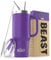 Beast Tumbler - 1300 ml (42 oz), Deep Purple | Reusable Stainless Steel, Vacuum Insulated Cup | with + 2 Straws & Cleaning Brush | Double Wall Travel Flask Perfect for Hot or Iced Coffee | BPA Free