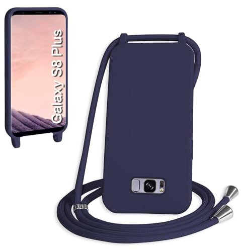 SLWYF Kompatibel mit Samsung Galaxy S8 Plus Hülle, Handykette Hülle Silikon Seil Necklace Handyhülle mit Kordel Tasche TPU Bumper Schutzhülle für Galaxy S8 Plus - Dunkelblau