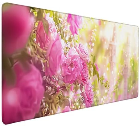 Schreibtischunterlage, Mauspad mit Leder und Rutschfester Wildleder, Mousepad Multifunktionales Mousepad Laptop Schreibunterlage, Tisch-Schutz Unterlage für Büro/Home 600x300x3mm, Rosa Anlage A-8