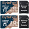 ByteFest Scheda di memoria microSDXC da 512 GB con adattatore SD, UHS-I U3 microSD veloce, V30 video UHD C10 A1 TF Card per fotocamera sorveglianza drone gaming console