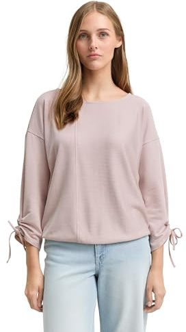 TOM TAILOR Denim Damen Loose Fit Longsleeve mit Streifen & Raffarm