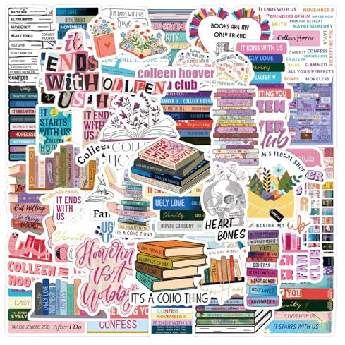 Bric Dodo 50 Stück Colleen Hoover Aufkleber Auto Laptop Telefon Gitarre Skateboard Motorrad Fahrrad Colleen Hoover Stickers Set Vinyl Wasserdicht Aesthetic Aufkleber für Jugendliche Kinder Erwachsene