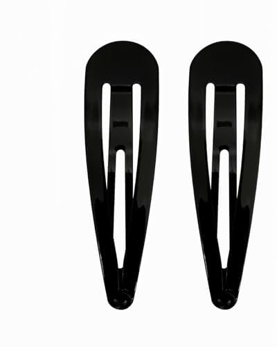 2 Large Metal Sleepy Hair Pins (10cm) | Snap Bendies Sleepies | Plain Black Hair Slides for Women & Girls | Strong Grip Snap Clips | Non-Slip Sleepy Clips | Classic Black Bendies - 2696