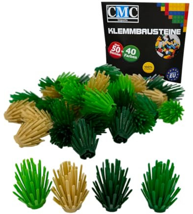 CMC imports 10 x Strauch Pflanze Busch Klemmbausteine vers. Farben zur Auswahl Hecke Bausteine Noppensteine (Mix-4)