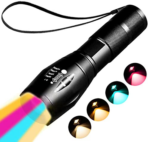 YZYOE Lampe de poche ambrée rechargeable, lampe de protection oculaire à lumière chaude 1800k,4 mode,4 en 1 lampe ambrée et faible lumière jaune ainsi que lumière turquoise et rose.