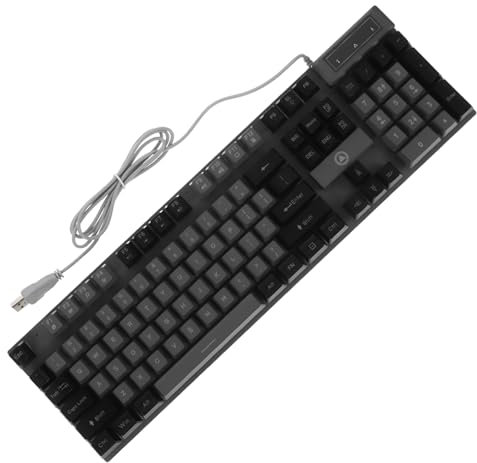 Vaguelly Gaming Keyboard 104 Keys Wired Rgb Backlit Mechanical Feel Usb Keyboard for Gamers and Office Use Grey Black Dual-color Design with Anti-ghosting Features