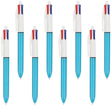 MOTIBACK 4 Farben Kugelschreiber, 8 Stück Mehrfarbiger Kugelschreiber, 1,0 mm Kugelschreiber für das Büro, das Home Office oder die Schule (Hellblau)