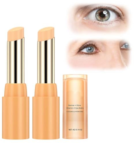 Augencreme mit Vitamin C E, Eye Cream Gegen Falten und Augenringe, Augenpflege Stift Mit Aufhellendem Effekt Tragbarer Augenbalsam Für Alle Hauttypen Mit 24h Feuchtigkeit (2PC, Standard)