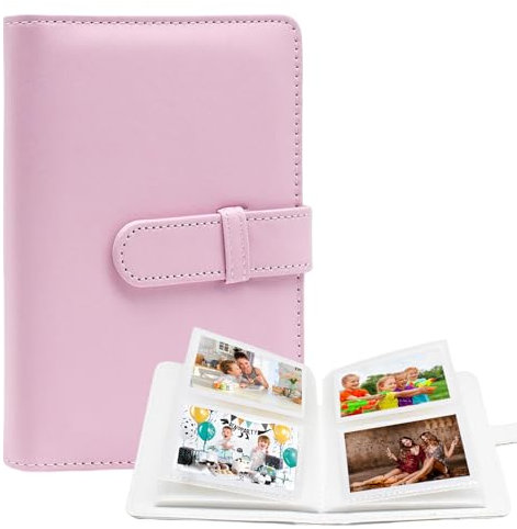 LUMOOM Klein Fotoalbum mit 64 Taschen Mini, Einsteckalbum für 2x3 Inch Film, Baby Hochzeit Familienfotos,Fotoalben, Kompatibel mit Fujifilm Instax Mini Film/Kpop Photocards (Rosa)
