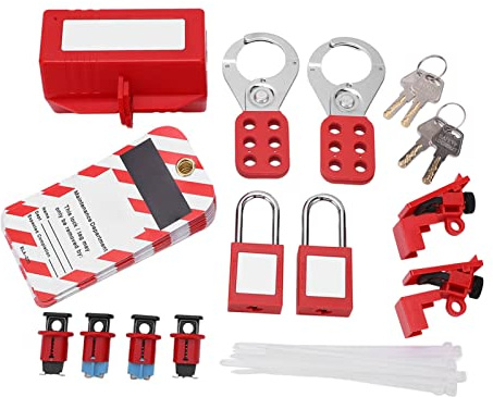 ZESTEFY Lock Off Kit for Electricians - Electrical Lockout Tagout Kit with Non-Conductive Padlocks, Hasps & Tags - Circuit Breaker Safety Lockout Device Set for Industrial & Hazardous Areas