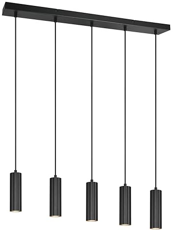 Trio Leuchten Pendelleuchte Soka 367700532, Metall Schwarz matt, exklusive 5x GU10