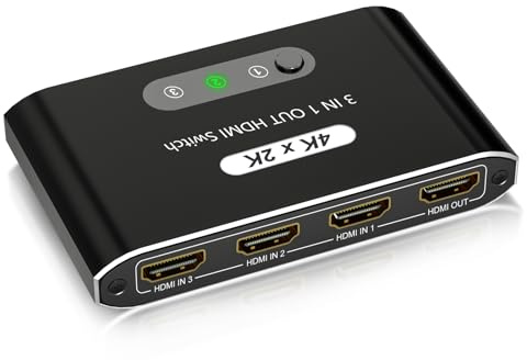 Divisor HDMI con control remoto, caja de conmutación HDMI 3 en 1 salida, selector de conmutador HDMI de aluminio de 3 puertos,soporta 4K HD 3D 1080P para caja de Nintendo Switch Xbox PS3/4 DVD Blu-Ray