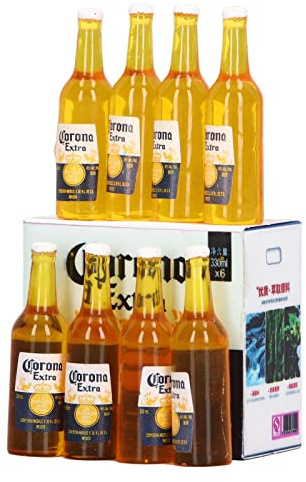 Chiyyak 8 Pcs Dollhouse Miniature Beer Bottles, Vivid Details 1:12 Scale Mini Accessories with Plastic Material, for Home Decoration Kids Toys DIY Craft Gifts