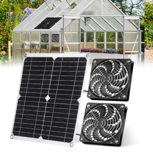 Solar Ventilator, Afenau 2 Stück 12W Solarventilator, IP65 Wetterfest Solarlüfter, Ventilators Solar, Ventilators mit Solars für Gewächshaus Schuppen Haustierhaus Hühnerstall Belüftung