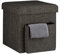Relaxdays Faltbarer Sitzhocker, Leinen, Aufbewahrungs-Fach, abnehmbarer Deckel, Sitzwürfel, HBT 38 x 38 x 38 cm, braun