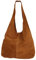 AMBRA Moda Damen Ledertasche Shopper Wildleder Handtasche Schultertasche Beuteltasche WL818, Cognacbraun, XL