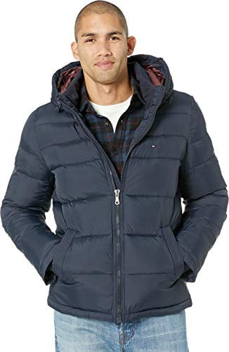 Tommy Hilfiger Men's Classic Hooded Puffer Jacket (Regular and Big & Tall Sizes) Down Coat, Midnight, XXXXL