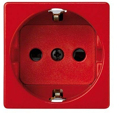 CABLEPELADO Base de enchufe Schuko Simon 27 | Base schuko con dispositivo seguridad y embornamiento a tornillo | ‎‎16 A 250V | 27472-65 | 45x45 mm | 1 elemento | Acabado Rojo | Simon 27