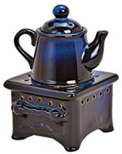 meindekoartikel Duftlampe aus Keramik „Herd mit Kanne“ blau B12xH19xT12cm