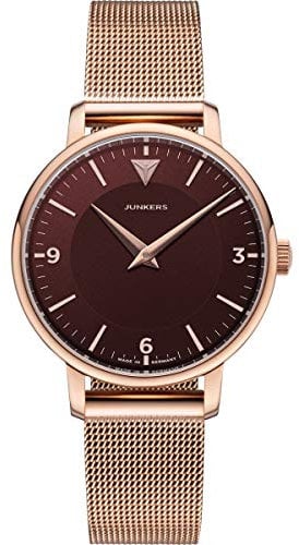Junkers Therese Damen Analog Quarz Uhr Edelstahlarmband rosé rot 9.25.01.10.M