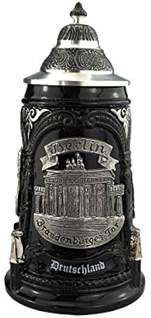KING Bierkrug 1. Edition Berlin Seidel 0,5 Liter, Städte Sammelkrug Serie, Bierseidel mit Zinnmotiven