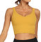 Lemedy Sport-BH für Damen, lang, bauchfrei, gepolstert, für Workout, Laufen, Yoga, gelb, L