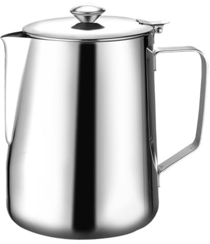 , bricco per il latte in acciaio inox, con coperchio per Cppuccions, caffè, latte, Espresso Art, 600 ml