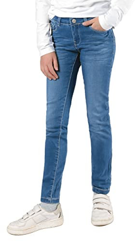Staccato Mädchen Skinny Jeans Regular Fit - elastisch, weitenverstellbarer Bund, 5-Pocket-Style - Farben: Grau, Blau, Dunkelblau, Größen: 92-176 (as3, Numeric, Numeric_110, Regular, Mid Blue Denim)