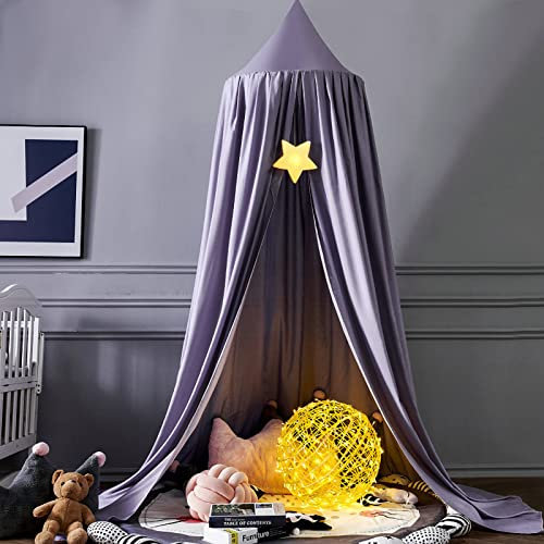 Koomuao Betthimmel Babybett Kinder Babys Baldachin Betthimmel Baumwolle Hängende Rund Moskitonetz für Kinderzimmer und Spielzimmer Dekoration, Höhe 250cm (Nordic Violett)